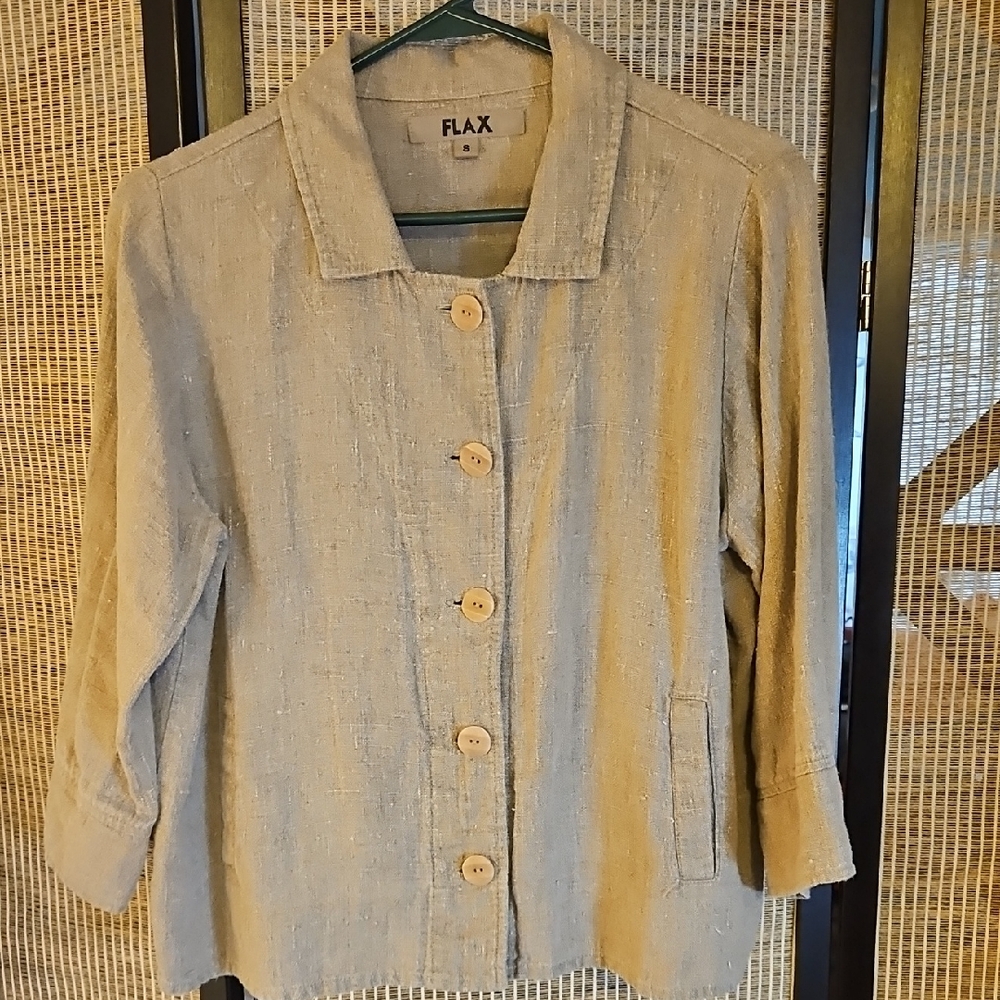 Flax Natural Linen Button-Up Jacket